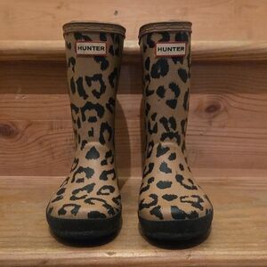 Hunter Tan and Black Leopard Boots